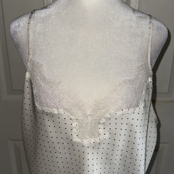 Victoria’s Secret Cream And Black Dotted Satin Lace Trim Camisole - Picture 2 of 5